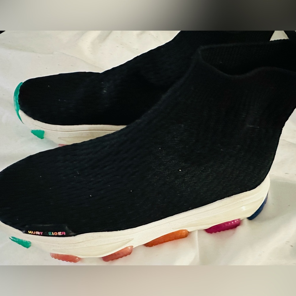 Kurt Geiger Lettie Knit Sock Black Sneakers Multi Color Soles